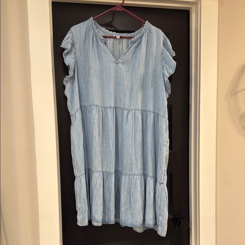 Wonderly Light Blue Ruffle Sleeve Dress